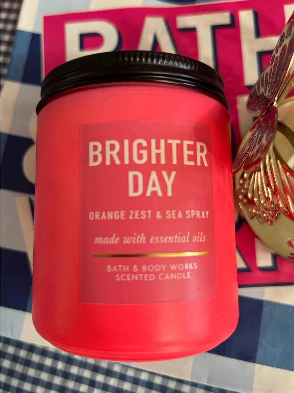 BBW Brighter Day 1 Wick Candle w/ ButterflyHolder -
